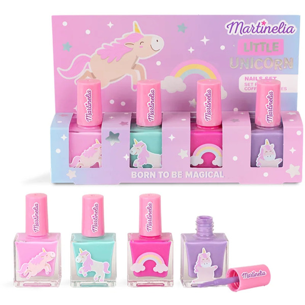  Martinelia Little Unicorn Nail Polish Set Zestaw Lakierów Do Paznokci Dla Dzieci Pink, Blue, Purple, Fuchsia 
