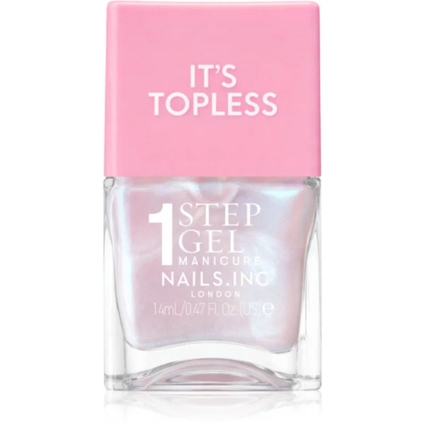  Nails Inc. It’s Topless Lakier Hybrydowy Do Paznokci Dla Długotrwałego Efektu Odcień Kat Baby Pink Iridescent 14 Ml 
