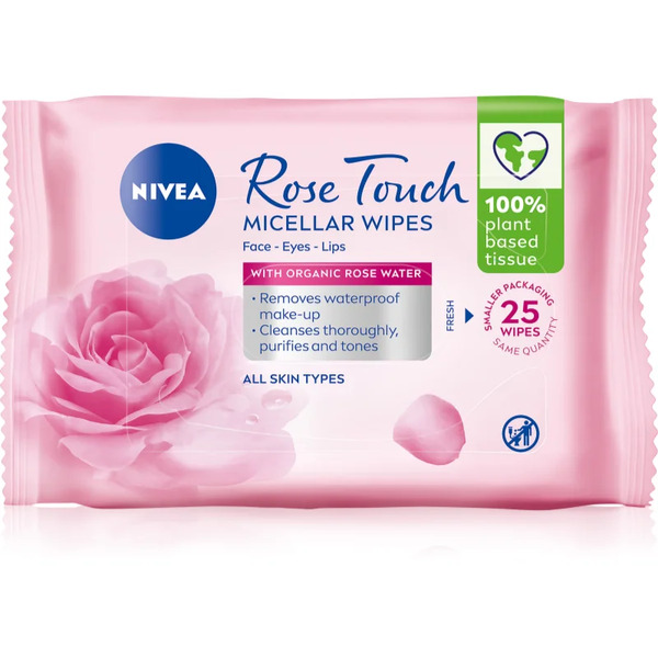  Nivea Micellar Rose Touch Oczyszczające Chusteczki Micelarne Do Twarzy 25 Szt. 