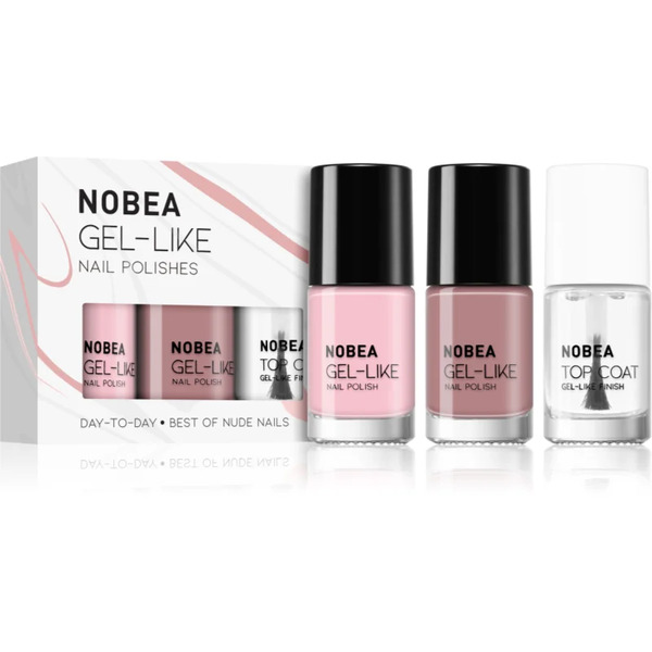  Nobea Day-to-day 3-piece Nail Polish Set With Top Coat Zestaw Lakierów Do Paznokci Best Of Nude Nails 