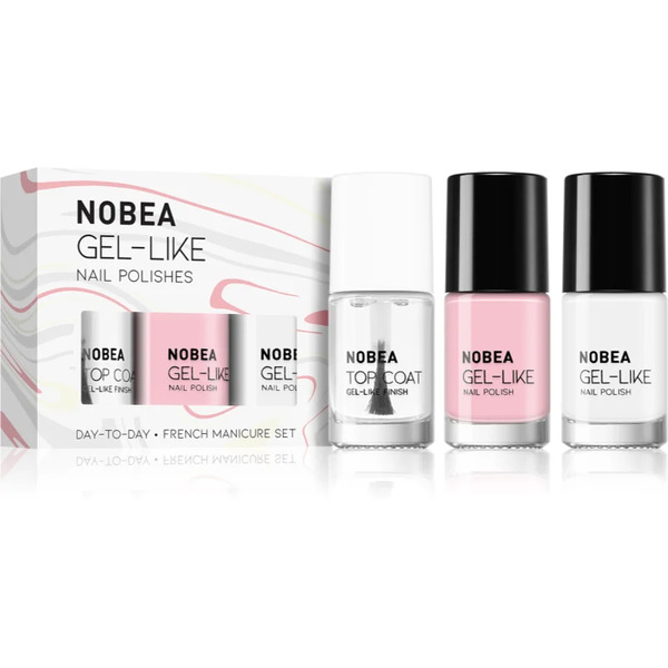 Nobea Day-to-day 3-piece Nail Polish Set With Top Coat Zestaw Lakierów Do Paznokci French Manicure Set 