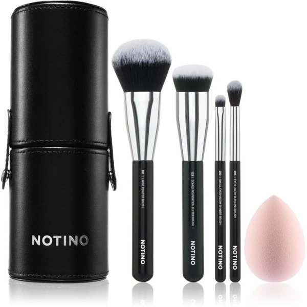  Notino Makeup Brushes Essential Professional Make-up Brushes & Sponge Set Zestaw Pędzli Z Etui 5 Szt. 