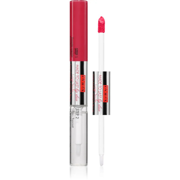  Pupa Milano Made To Last Lip Duo Długotrwała Szminka W Płynie Z Połyskiem Odcień 004 - Geranium Fuchsia 2x4 Ml 
