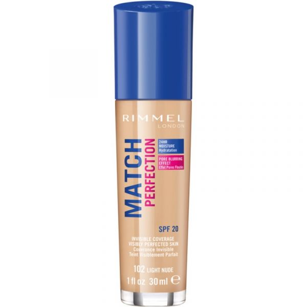  Rimmel Match Perfection Podkład W Płynie Spf 20 Odcień 102 Light Nude 30 Ml 