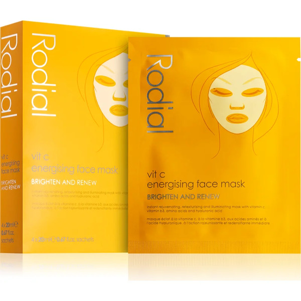  Rodial Vit C Energising Face Mask Maseczka W Płachcie Rozjaśniająca I Nadająca Skórze Witalność Z Witaminą C 4 X 20 Ml 