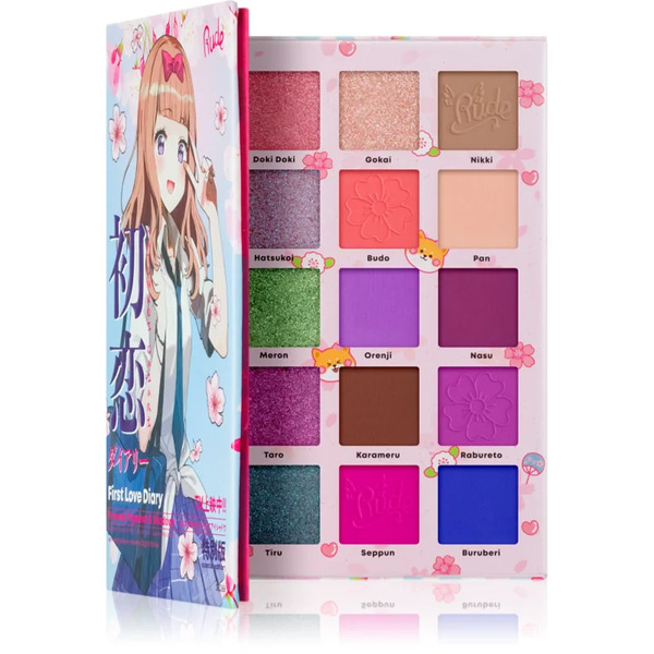  Rude Cosmetics Manga Collection Pigments & Shadows Palette Paleta Cieni Do Powiek Odcień First Love Diary 22 G 