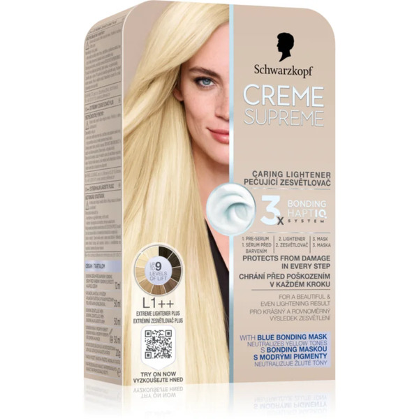  Schwarzkopf Creme Supreme Trwała Farba Do Włosów Do Rozjaśniania Włosów Odcień L1++ Extreme Lightener Plus 60 Ml 