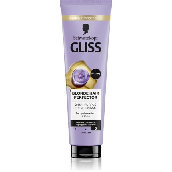  Schwarzkopf Gliss Blonde Hair Perfector Regenerująca Maska Do Włosów Dla Włosów Rozjaśnionych Lub Z Balejażem 150 Ml 