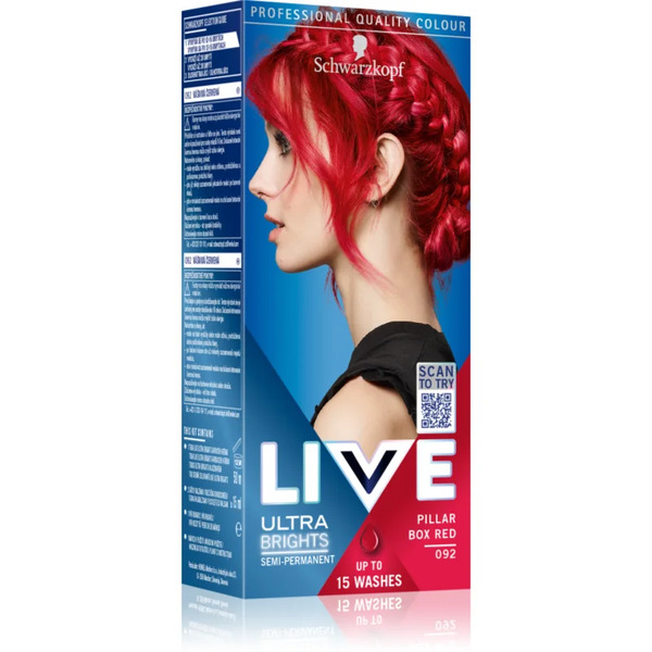  Schwarzkopf Live Ultra Brights Or Pastel Semi-permanentna Farba Do Włosów Odcień 092 Pillar Box Red 1 Szt. 