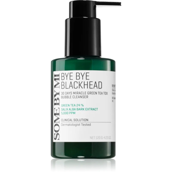  Some By Mi Bye Bye Blackhead 30 Days Miracle Green Tea Tox Bubble Cleanser Aktywna Pianka Oczyszczająca Przeciw Zaskórnikom 120 G 