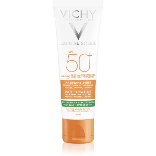 Vichy Capital Soleil Mattifying 3-in-1 Ochronny Krem Matujący Do Twarzy Spf 50+ 50 Ml 