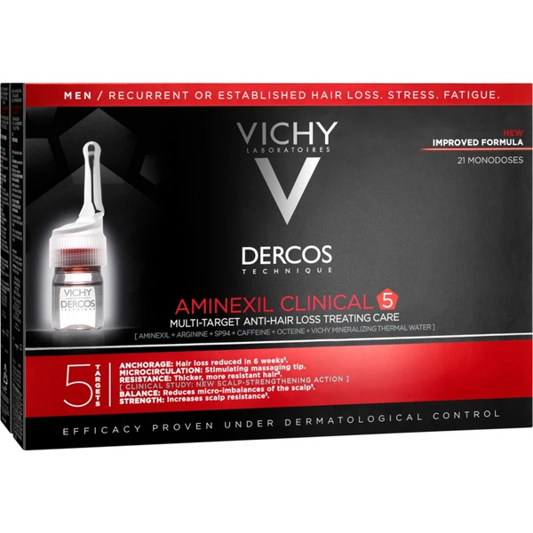  Vichy Dercos Aminexil Clinical 5 Pielęgnacja Punktowa Przeciw Wypadaniu Włosów Dla Mężczyzn 21 X 6 Ml 