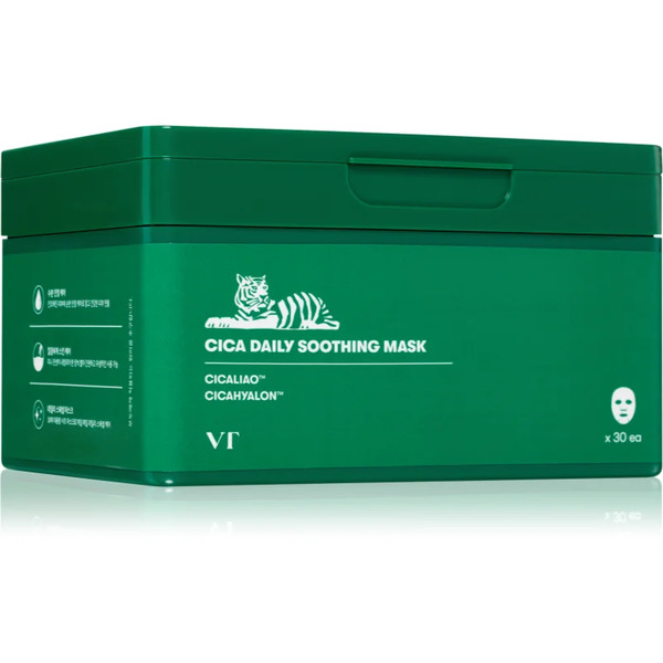  Vt Cosmetics Cica Daily Soothing Mask Intensywnie Nawilżająca Maseczka Do Twarzy O Działaniu Uspokajającym Duże Opakowanie 30 Szt. 