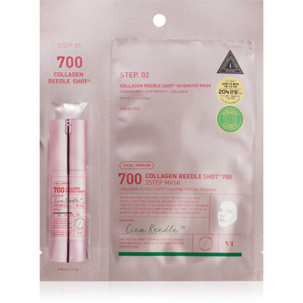  Vt Cosmetics Collagen Reedle Shot 700 2-step Mask Maseczka Ujędrniająco-liftingująca Do Dwufazowej Pielęgnacji Skóry 28.5 G 