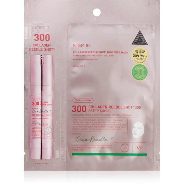  Vt Cosmetics Collagen Reedle Shot 300 2 Step Mask Maseczka Ujędrniająco-liftingująca Do Dwufazowej Pielęgnacji Skóry 26.5 G 