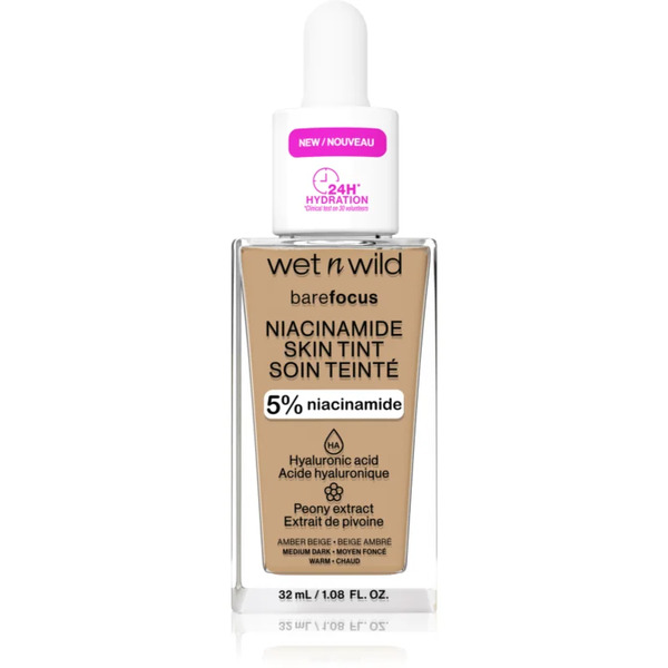  Wet N Wild Barefocus Niacinamide Skin Tint Lekki Podkład Nawilżający Odcień Amber Beige (warm) 32 Ml 