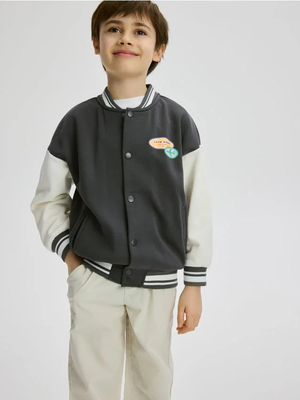  Reserved - Bawełniana Bluza Bomber - Ciemnoszary 