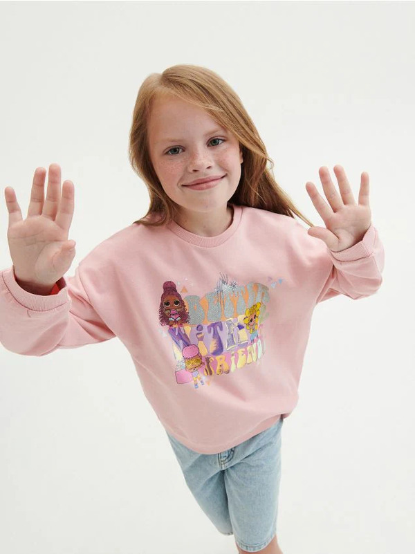  Reserved - Bawełniana Bluza L.o.l. Surprise - Pastelowy Róż 