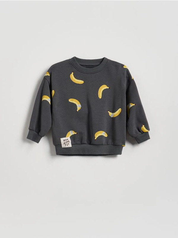  Reserved - Bawełniana Bluza Oversize - Ciemnoszary 