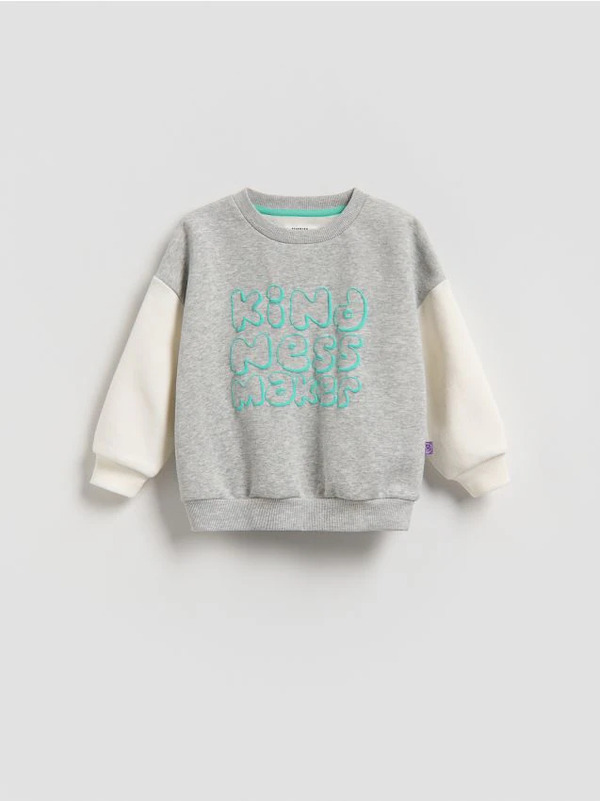  Reserved - Bawełniana Bluza Oversize - Jasnoszary 