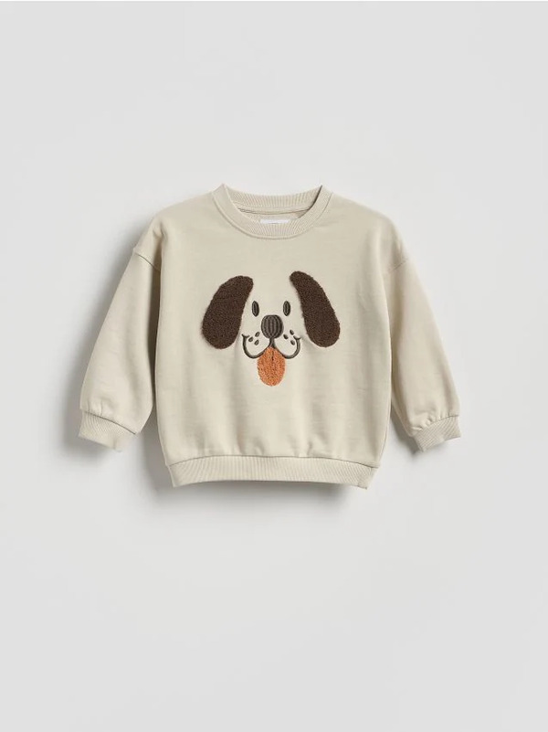  Reserved - Bawełniana Bluza Oversize - Kremowy 