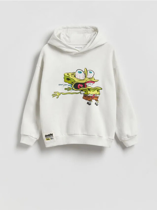  Reserved - Bawełniana Bluza Spongebob - Jasnoszary 