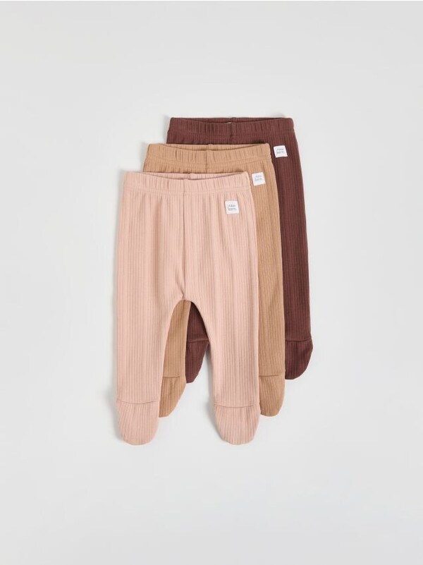 Reserved - Bawełniane Legginsy 3 Pack - Brązowy 