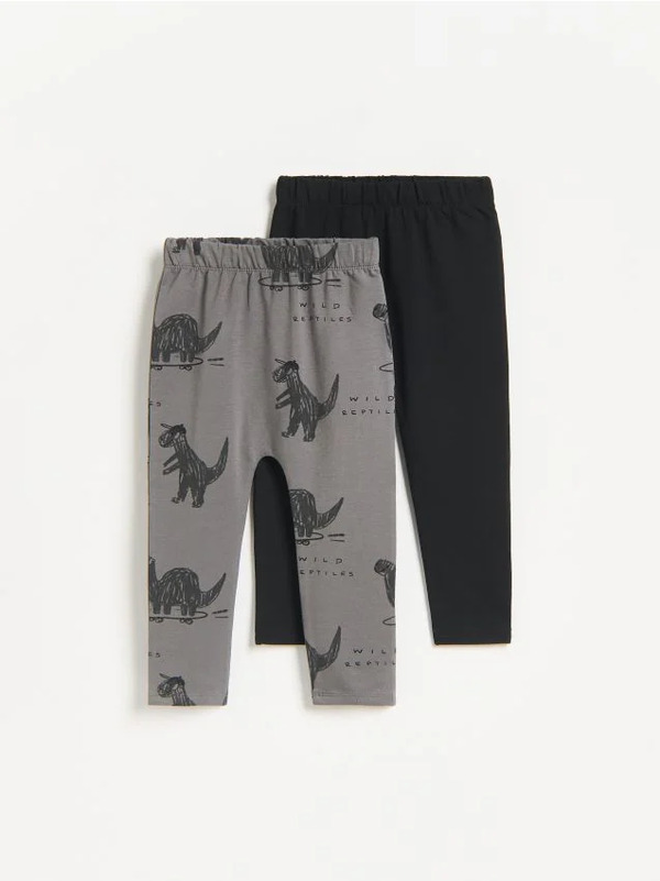  Reserved - Bawełniane Legginsy 2 Pack - Ciemnoszary 