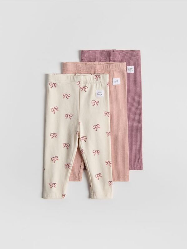 Reserved - Bawełniane Legginsy 3 Pack - Jasnofioletowy 