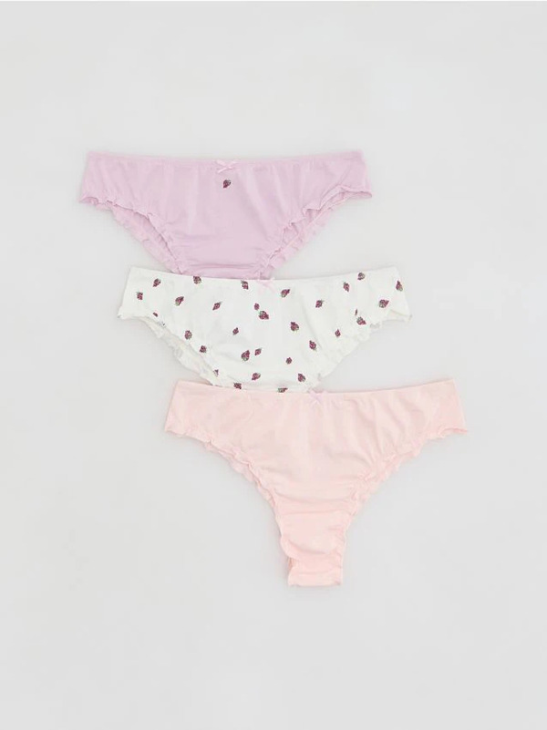  Reserved - Bawełniane Majtki Brazyliany 3 Pack - Wielobarwny 