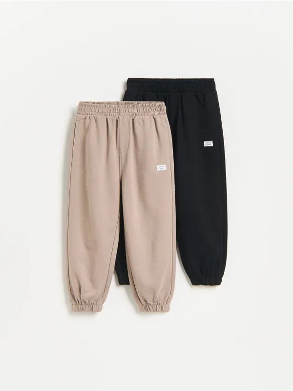  Reserved - Bawełniane Spodnie Jogger 2 Pack - Brązowy 