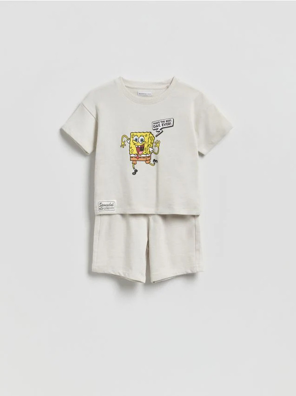  Reserved - Bawełniany Komplet Spongebob - Jasnoszary 