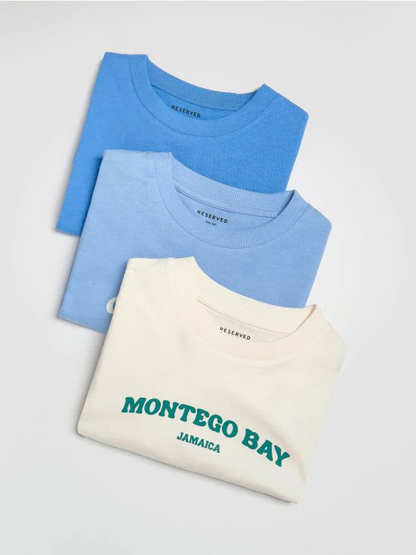  Reserved - Bawełniany T-shirt 3 Pack - Jasnoniebieski 