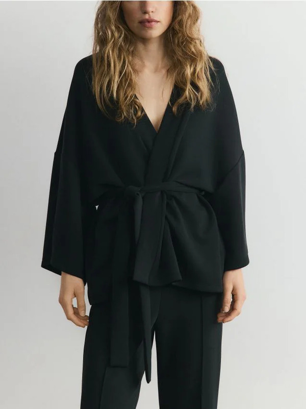  Reserved - Bluza Kimono Z Modalem - Czarny 