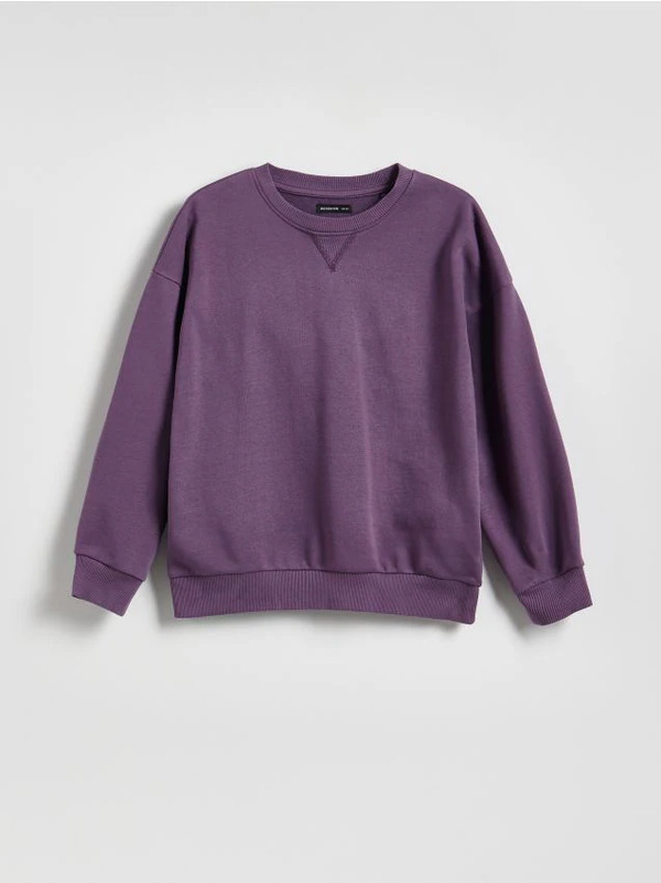  Reserved - Bluza Oversize Z Bawełną - Fioletowy 