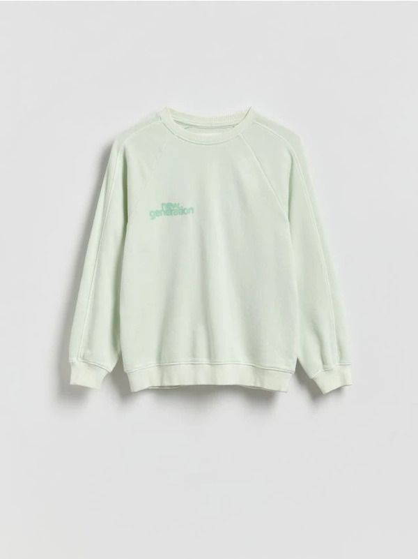  Reserved - Bluza Oversize Z Efektem Sprania - Jasnoturkusowy 