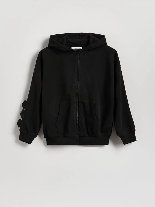  Reserved - Bluza Oversize Z Kapturem - Czarny 