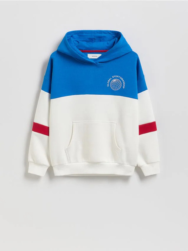  Reserved - Bluza Oversize Z Kapturem - Niebieski 
