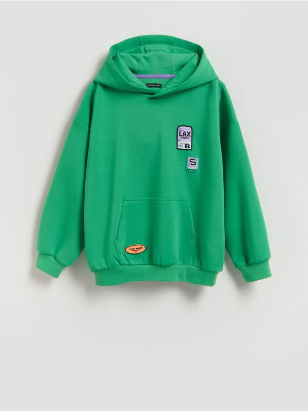  Reserved - Bluza Oversize Z Kapturem - Zielony 