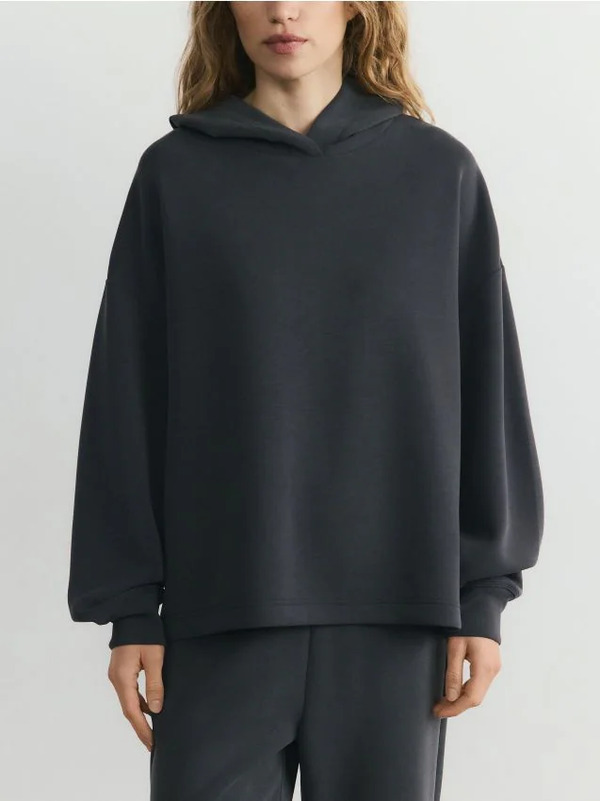  Reserved - Bluza Oversize Z Modalem - Granatowy 