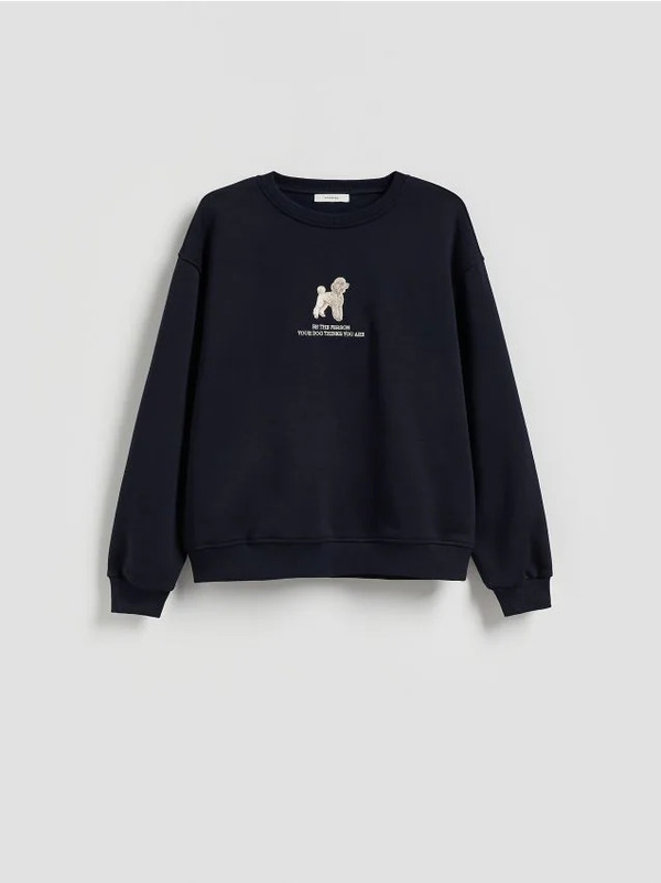  Reserved - Bluza Z Haftem - Granatowy 