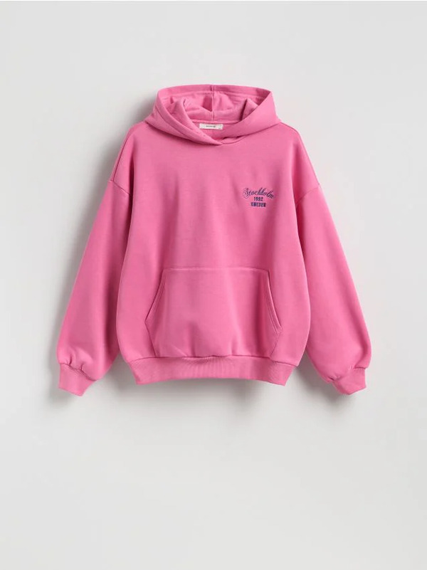  Reserved - Bluza Z Haftowanym Napisem - Różowy 