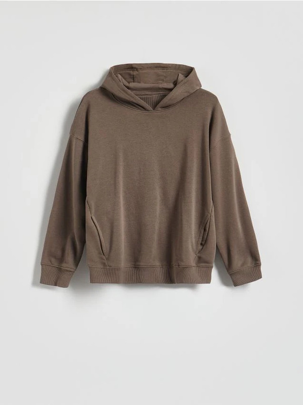  Reserved - Bluza Z Kapturem - Ciemnobrązowy 