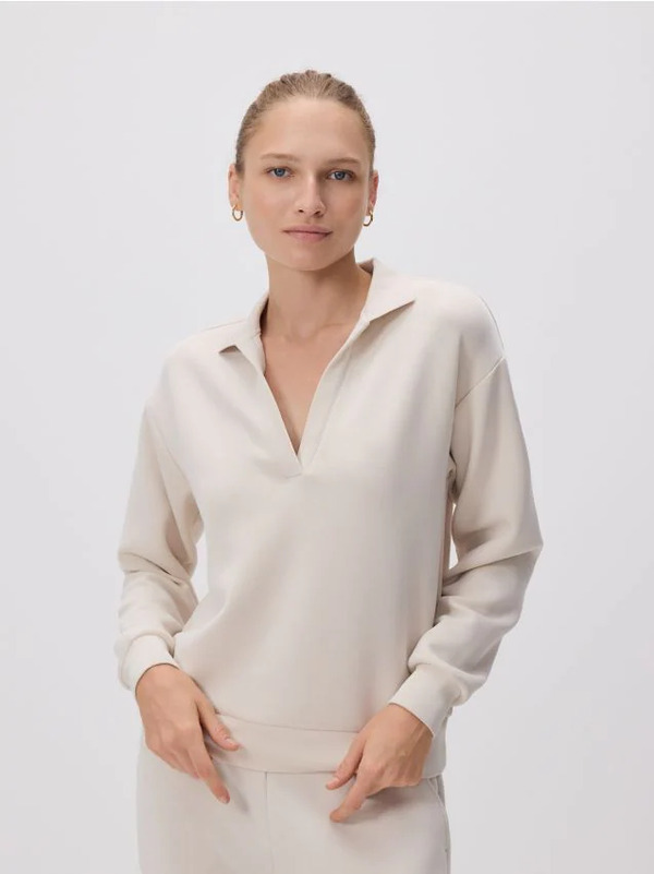  Reserved - Bluza Z Modalem - Beżowy 