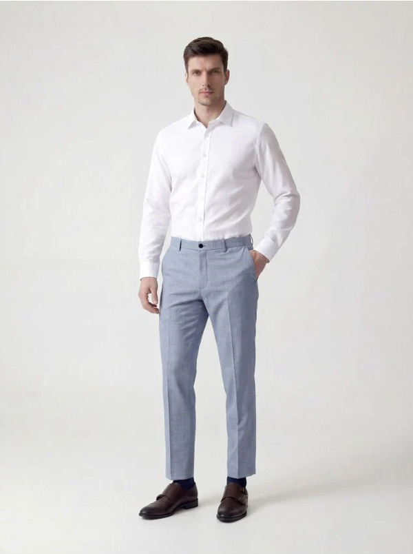  Reserved - Garniturowe Spodnie Slim Fit - Jasnoniebieski 