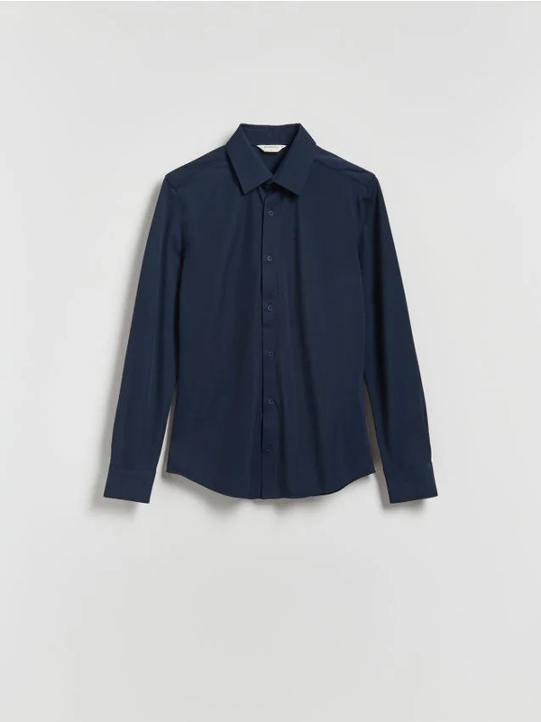  Reserved - Gładka Koszula Super Slim Fit - Granatowy 
