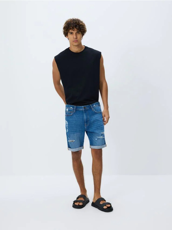  Reserved - Jeansowe Szorty Slim Fit - Niebieski 