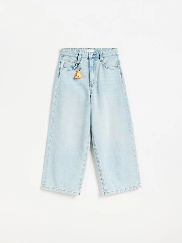  Reserved - Jeansy Baggy Z Brelokiem - Niebieski 