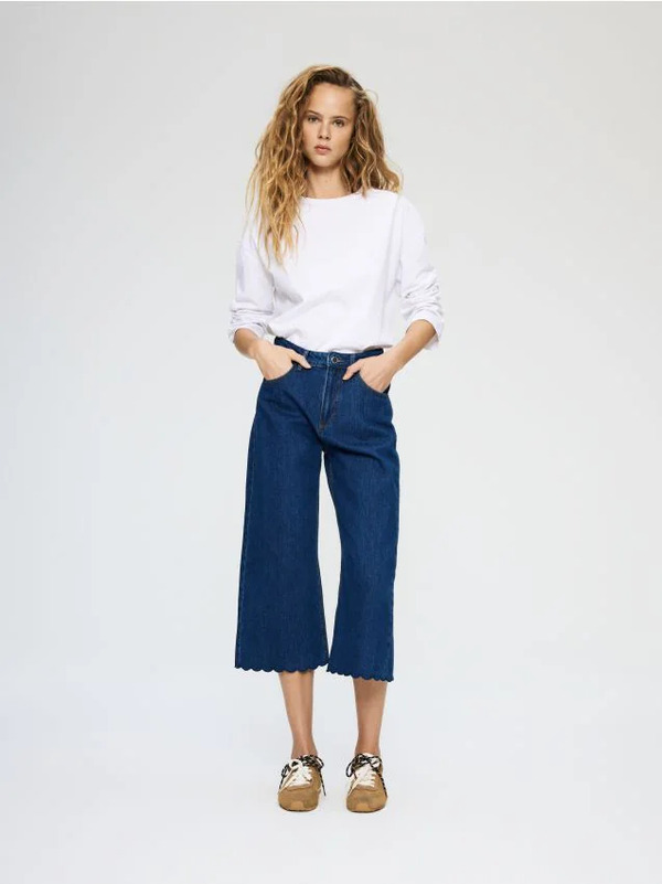  Reserved - Jeansy Culotte - Niebieski 