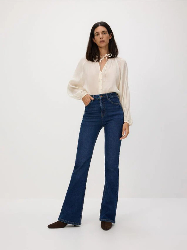 Reserved - Jeansy Flare - Granatowy 